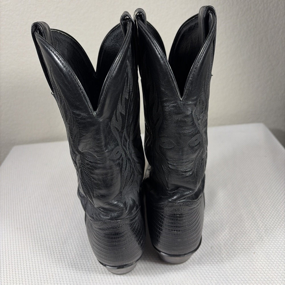 Black Tony Lama Leather Western Boots Men's Pointed Toe Size 9M - Picture 3 of 11